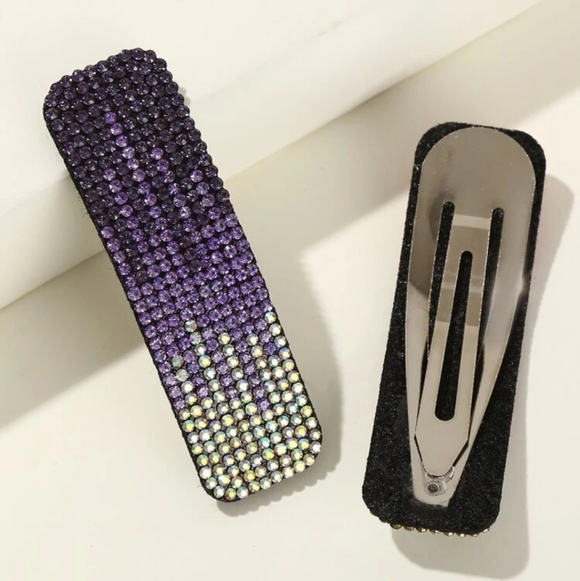 Two pc rhinestone hair clips - Picture 5 of 8